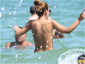 steaming Amateurs topless spycam Beach - uber-sexy yam-sized bra-stuffers honies
