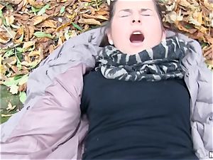 Ashley woods stuffed in her stunning vulva in public